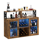 DobleePy Kitchen Bar Cabinet, Sideboard Freestanding Liquor Cabinet Bar, with Storage Cabinet, Wine Rack and Glass Holder