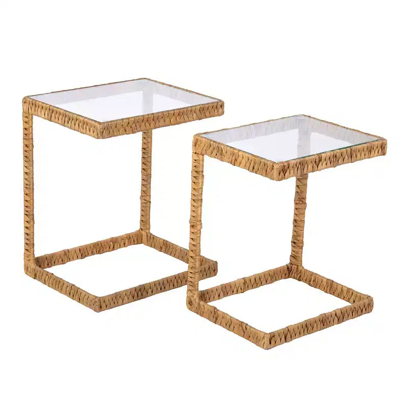 Tables gigognes en jacinthe d'eau Ismaya – Lot de 2 – Naturel – SEI