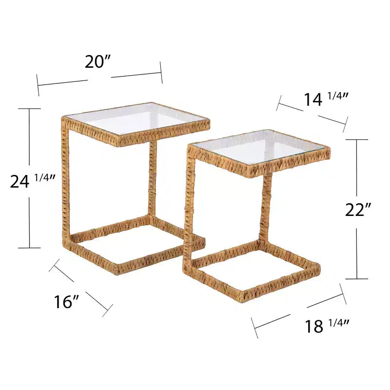 Tables gigognes en jacinthe d'eau Ismaya – Lot de 2 – Naturel – SEI