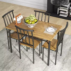 Ensemble de table à manger pour 4 personnes, avec 4 chaises, ensemble de meubles de salle à manger rectangulaire 5 pièces avec étagère de rangement pour petit espace, appartement, dînette