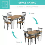 Ensemble de table à manger pour 4 personnes, avec 4 chaises, ensemble de meubles de salle à manger rectangulaire 5 pièces avec étagère de rangement pour petit espace, appartement, dînette