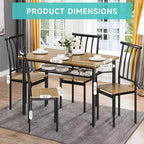 Ensemble de table à manger pour 4 personnes, avec 4 chaises, ensemble de meubles de salle à manger rectangulaire 5 pièces avec étagère de rangement pour petit espace, appartement, dînette