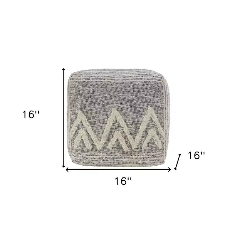 HomeRoots Pouf-ottoman 16 gris en tissu