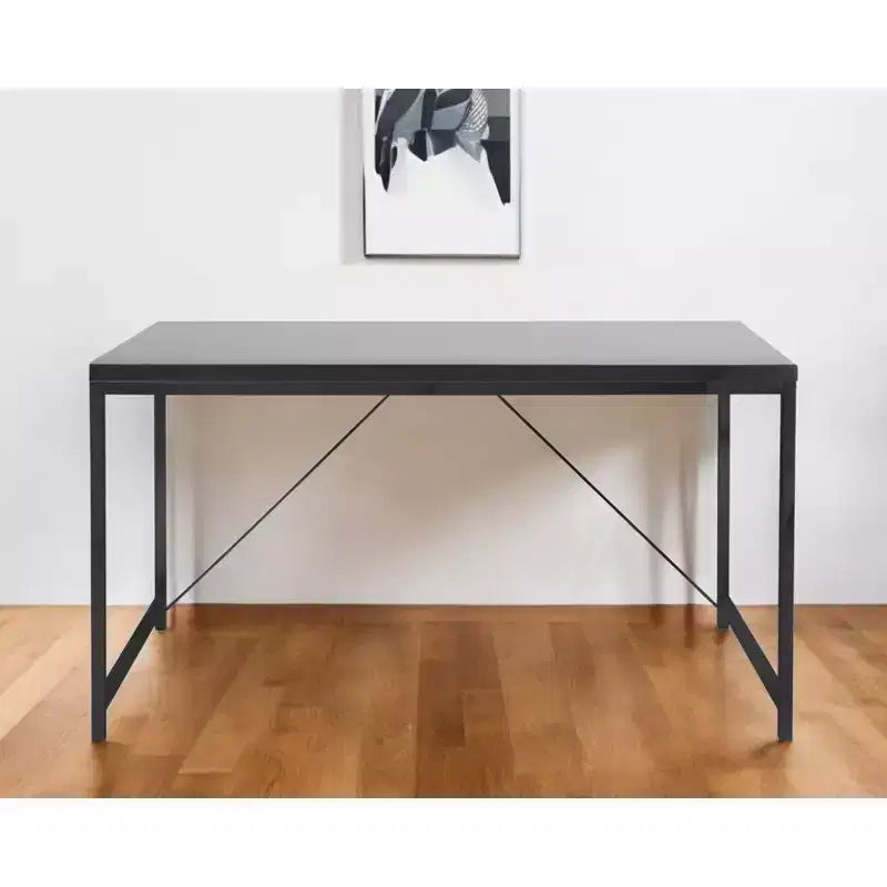 HomeRoots 47 Bureau en bois noir et acier inoxydable