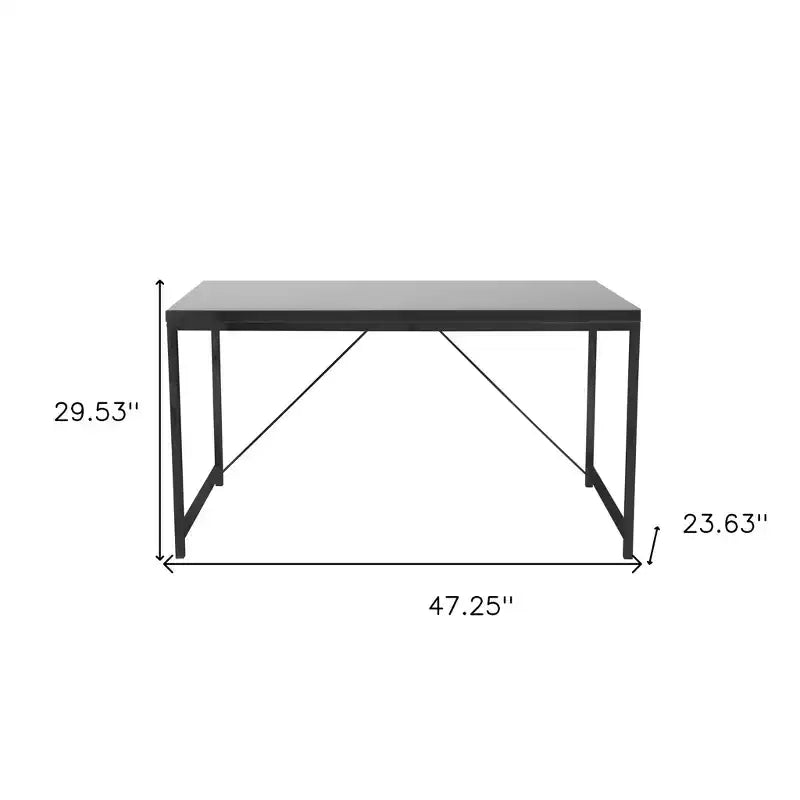 HomeRoots 47 Bureau en bois noir et acier inoxydable