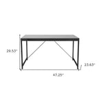 HomeRoots 47 Bureau en bois noir et acier inoxydable