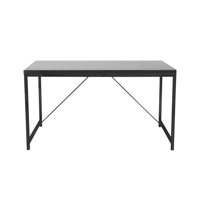 HomeRoots 47 Bureau en bois noir et acier inoxydable