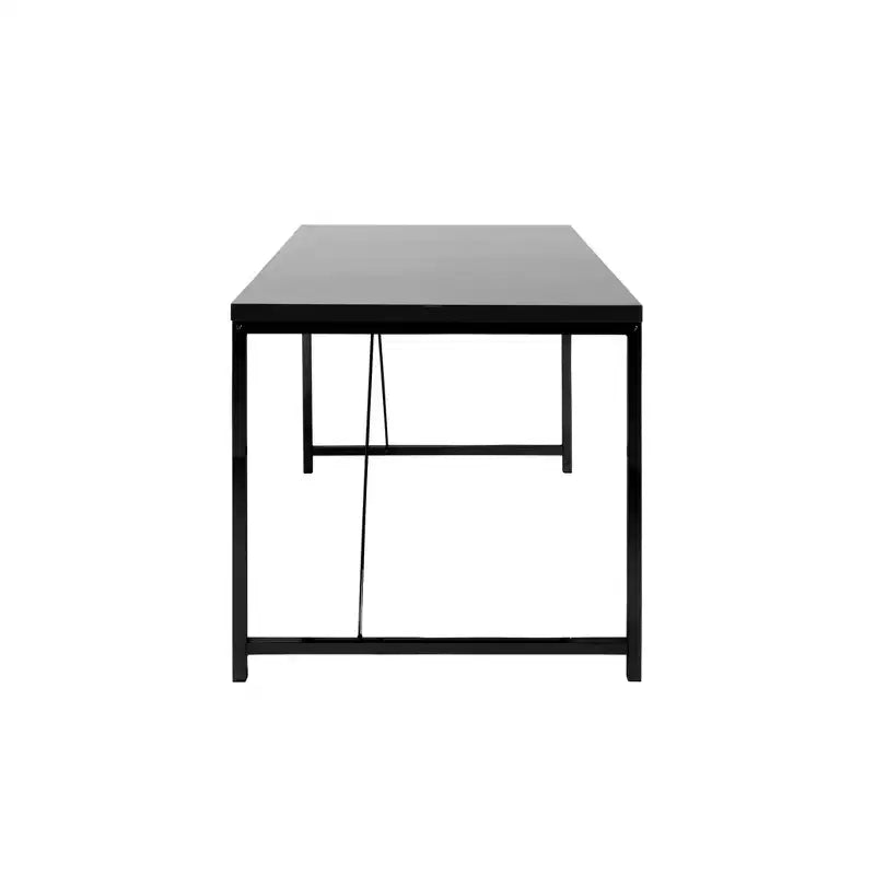 HomeRoots 47 Bureau en bois noir et acier inoxydable