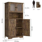 Acekool Meuble de salle de bain de ferme 54 avec portes vitrées, étagères réglables et garde-manger de rangement autoportant pour cuisine, salon et salle à manger