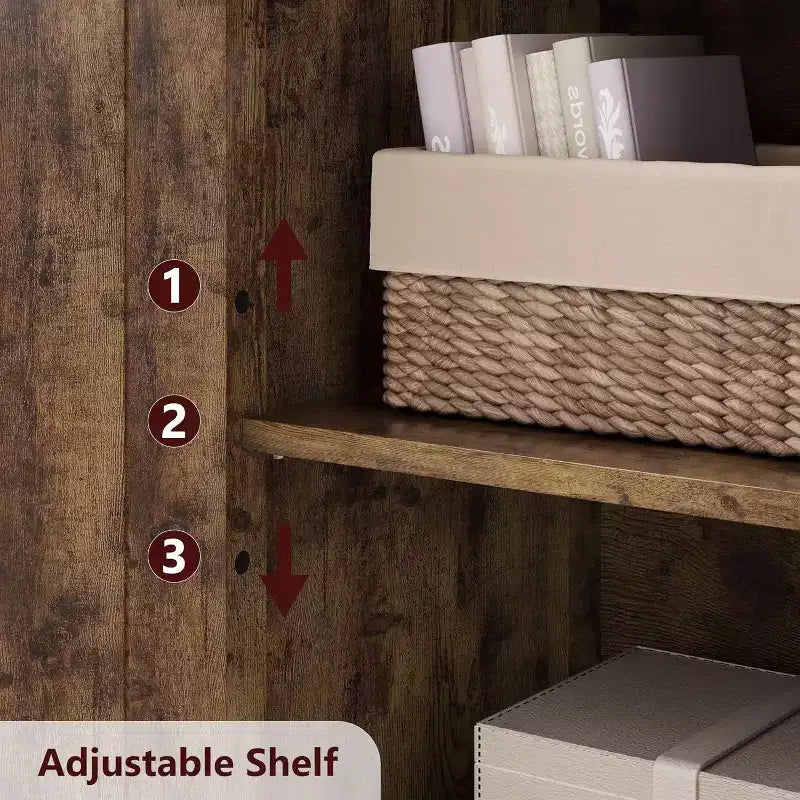 Acekool Meuble de salle de bain de ferme 54 avec portes vitrées, étagères réglables et garde-manger de rangement autoportant pour cuisine, salon et salle à manger
