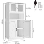 Acekool Meuble de salle de bain de ferme 54 avec portes vitrées, étagères réglables et garde-manger de rangement autoportant pour cuisine, salon et salle à manger