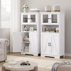 Acekool Meuble de salle de bain de ferme 54 avec portes vitrées, étagères réglables et garde-manger de rangement autoportant pour cuisine, salon et salle à manger