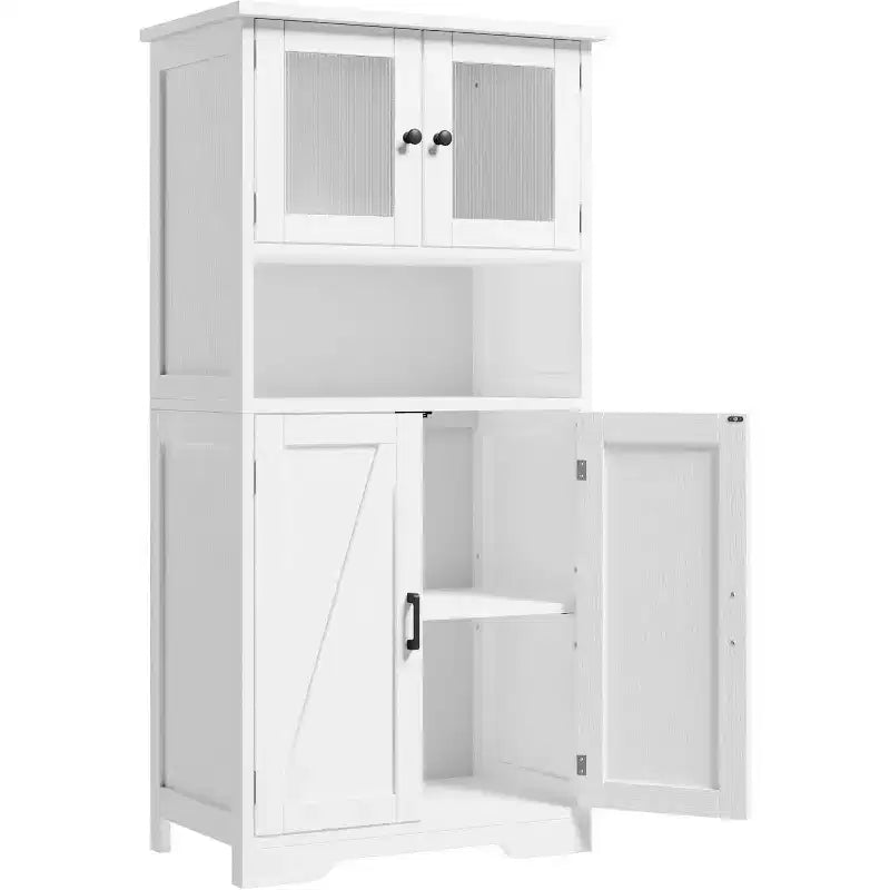 Acekool Meuble de salle de bain de ferme 54 avec portes vitrées, étagères réglables et garde-manger de rangement autoportant pour cuisine, salon et salle à manger
