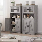 Acekool Meuble de salle de bain de ferme 54 avec portes vitrées, étagères réglables et garde-manger de rangement autoportant pour cuisine, salon et salle à manger