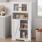 Acekool Meuble de salle de bain de ferme 54 avec portes vitrées, étagères réglables et garde-manger de rangement autoportant pour cuisine, salon et salle à manger
