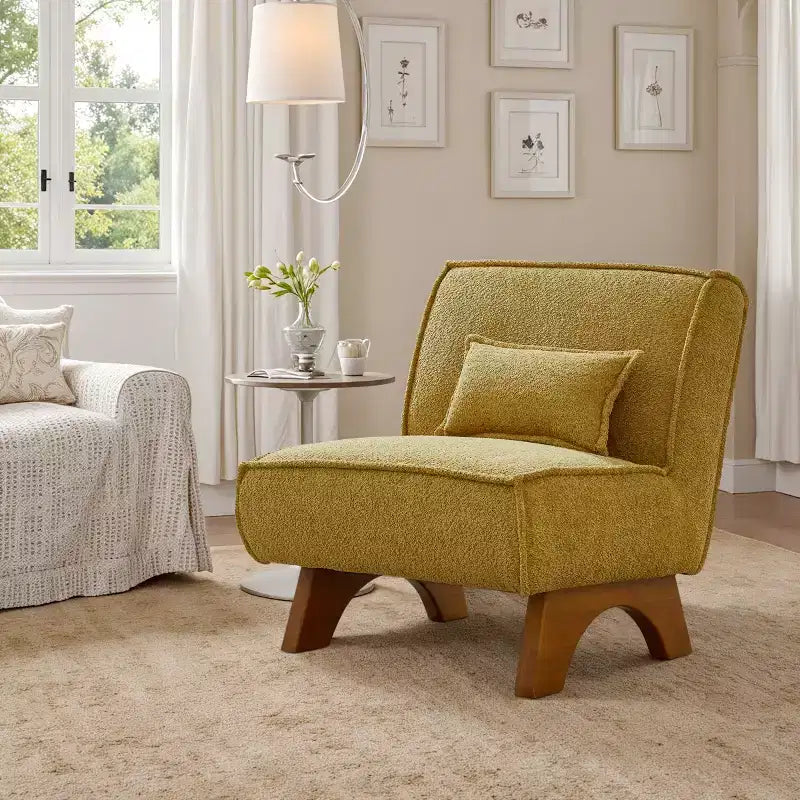 Fauteuil d'appoint déhoussable Art Leon en tissu avec pieds en bois