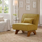 Fauteuil d'appoint déhoussable Art Leon en tissu avec pieds en bois