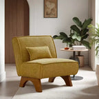 Fauteuil d'appoint déhoussable Art Leon en tissu avec pieds en bois