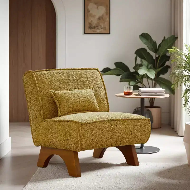 Fauteuil d'appoint déhoussable Art Leon en tissu avec pieds en bois