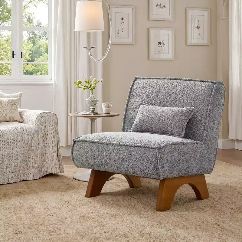 Fauteuil d'appoint déhoussable Art Leon en tissu avec pieds en bois