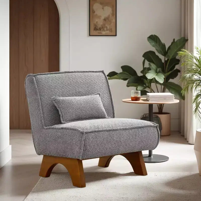 Fauteuil d'appoint déhoussable Art Leon en tissu avec pieds en bois