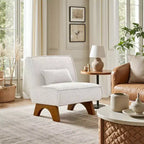 Fauteuil d'appoint déhoussable Art Leon en tissu avec pieds en bois