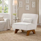 Fauteuil d'appoint déhoussable Art Leon en tissu avec pieds en bois