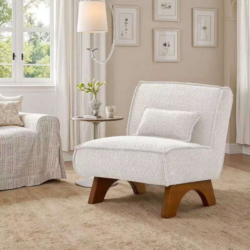 Fauteuil d'appoint déhoussable Art Leon en tissu avec pieds en bois