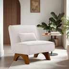 Fauteuil d'appoint déhoussable Art Leon en tissu avec pieds en bois