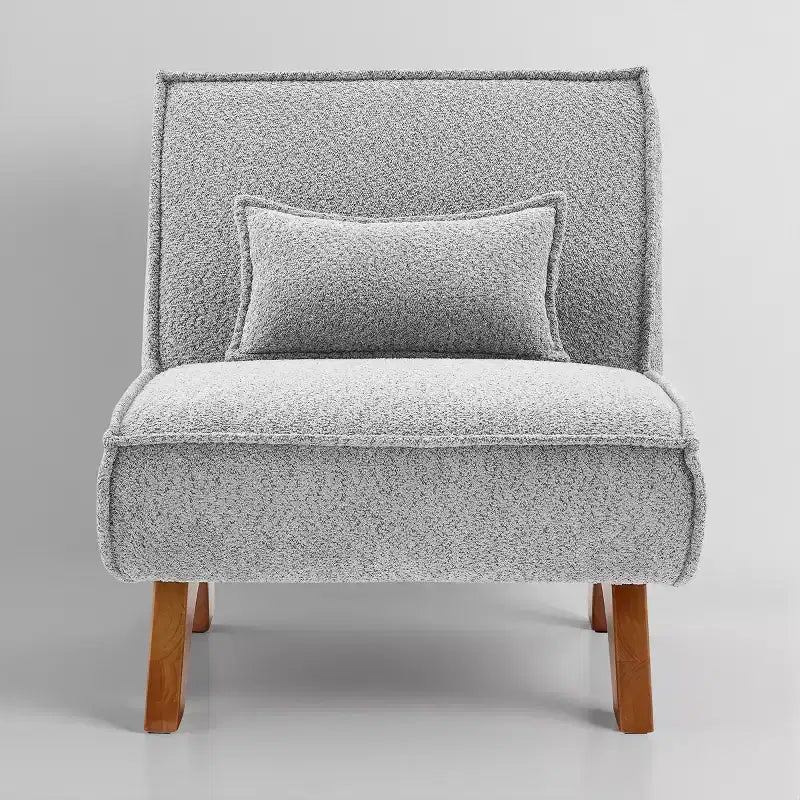 Art Leon Fabric Upholstered Accent Slipper Chair with Removable Pillow and Wood Legs