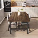 Table de salle à manger rustique en bois pour 6-8 personnes avec pieds robustes en métal noir, design industriel rectangulaire, parfaite pour la cuisine, la salle à manger, le salon