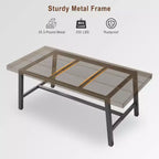 Table de salle à manger rustique en bois pour 6-8 personnes avec pieds robustes en métal noir, design industriel rectangulaire, parfaite pour la cuisine, la salle à manger, le salon