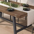 Table de salle à manger rustique en bois pour 6-8 personnes avec pieds robustes en métal noir, design industriel rectangulaire, parfaite pour la cuisine, la salle à manger, le salon