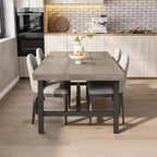 Table de salle à manger rustique en bois pour 6-8 personnes avec pieds robustes en métal noir, design industriel rectangulaire, parfaite pour la cuisine, la salle à manger, le salon