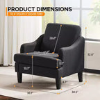 Fauteuil d'appoint Karl Home de 31 pouces en lin avec accoudoir incliné