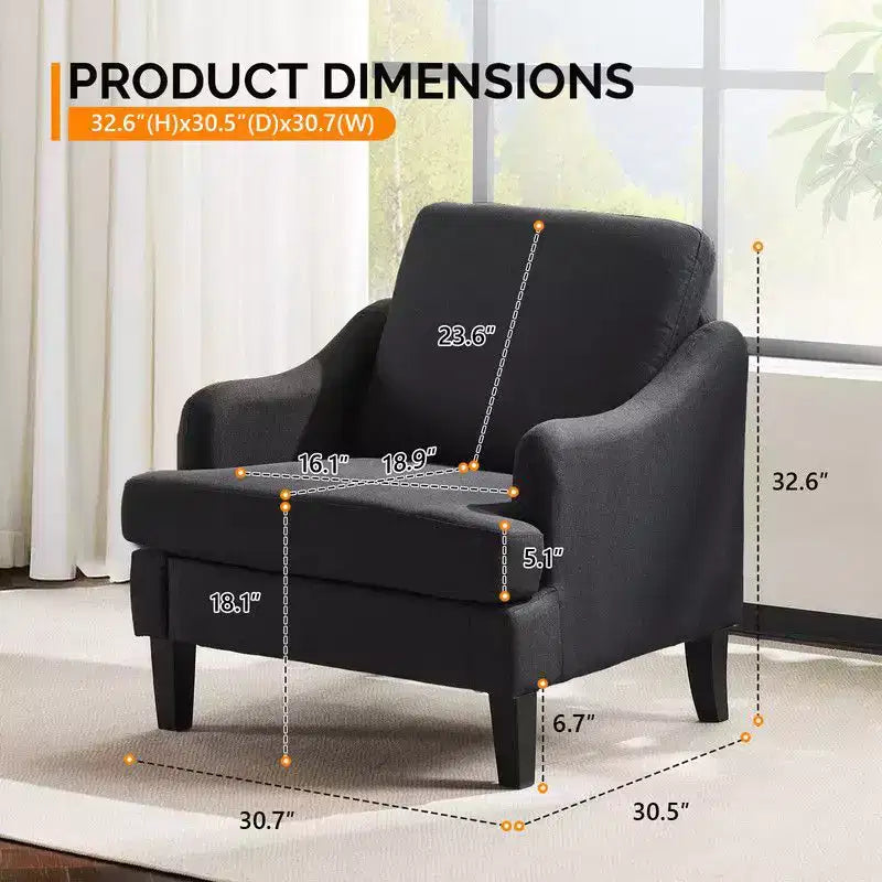 Fauteuil d'appoint Karl Home de 31 pouces en lin avec accoudoir incliné