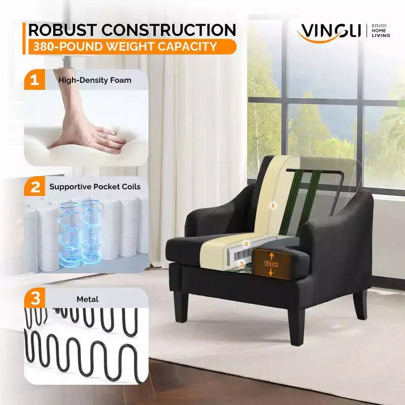 Fauteuil d'appoint Karl Home de 31 pouces en lin avec accoudoir incliné