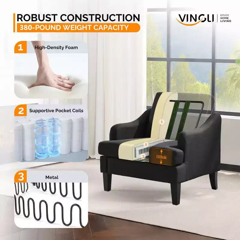 Fauteuil d'appoint Karl Home de 31 pouces en lin avec accoudoir incliné