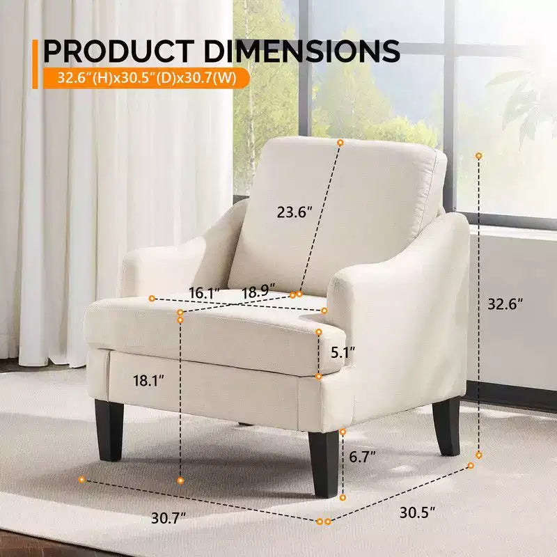 Fauteuil d'appoint Karl Home de 31 pouces en lin avec accoudoir incliné
