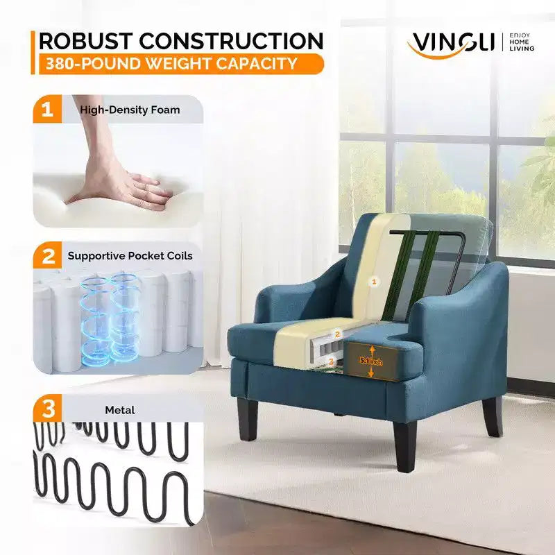 Fauteuil d'appoint Karl Home de 31 pouces en lin avec accoudoir incliné
