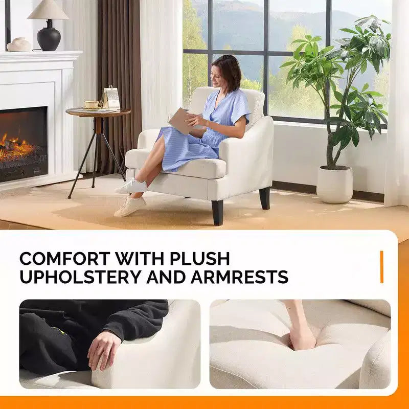 Fauteuil d'appoint Karl Home de 31 pouces en lin avec accoudoir incliné
