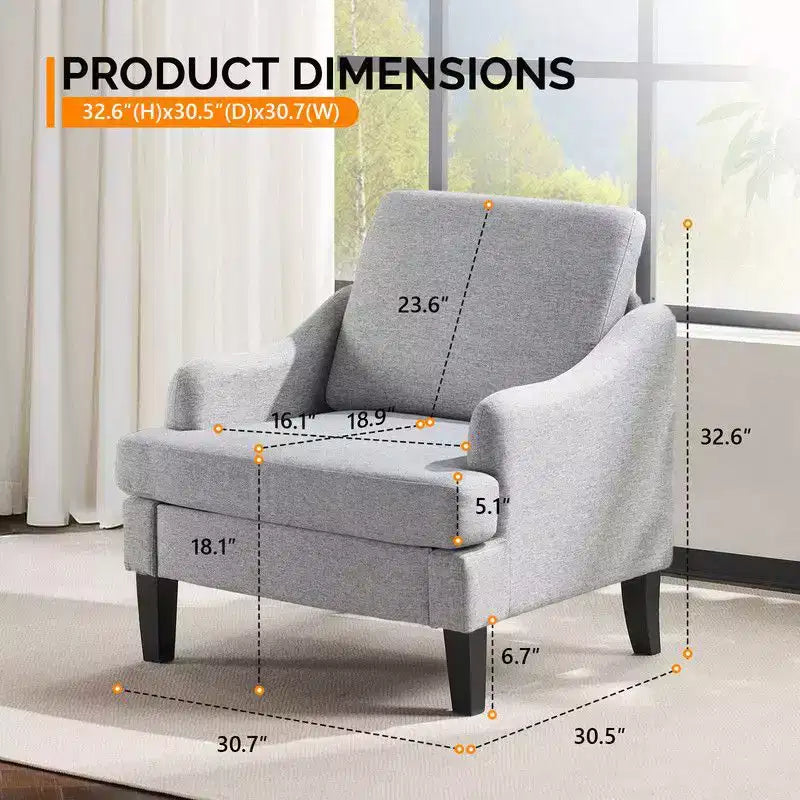 Fauteuil d'appoint Karl Home de 31 pouces en lin avec accoudoir incliné