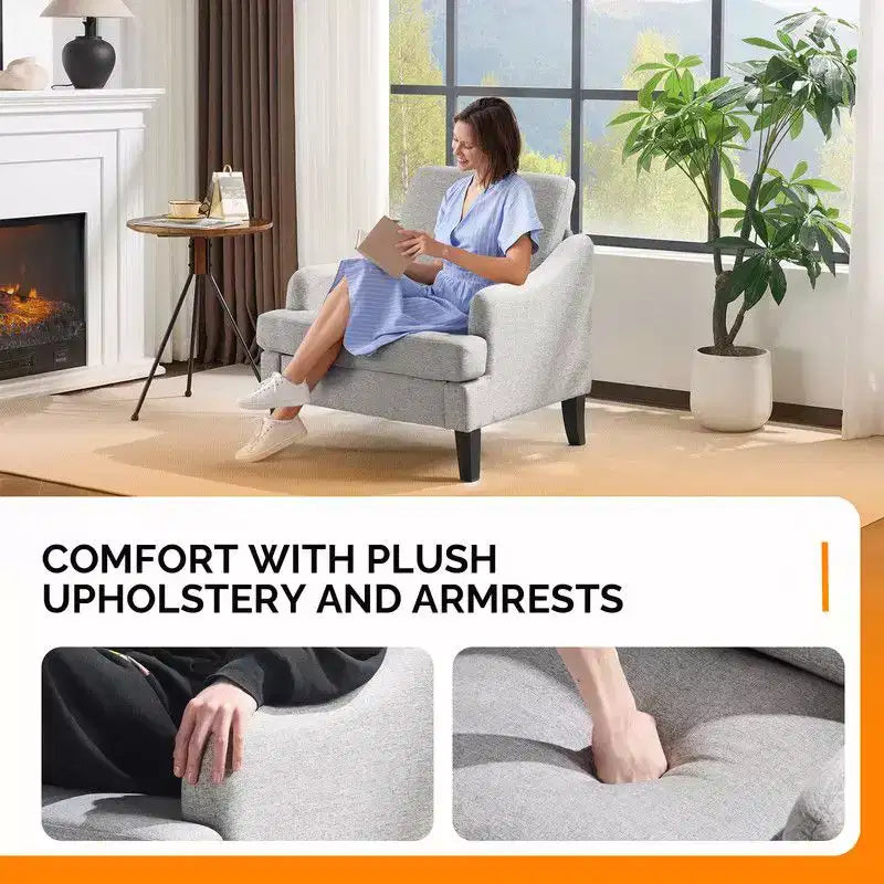 Fauteuil d'appoint Karl Home de 31 pouces en lin avec accoudoir incliné