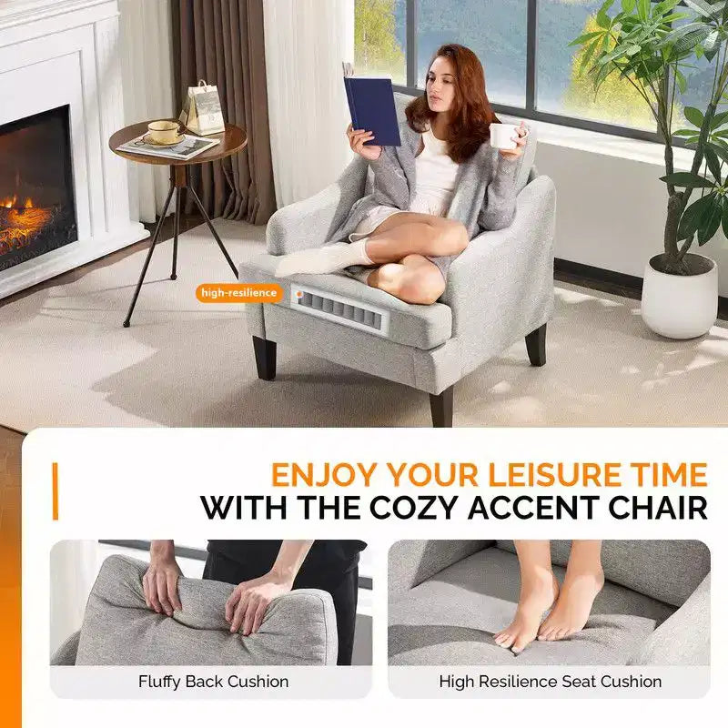 Fauteuil d'appoint Karl Home de 31 pouces en lin avec accoudoir incliné