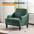 Fauteuil d'appoint Karl Home de 31 pouces en lin avec accoudoir incliné