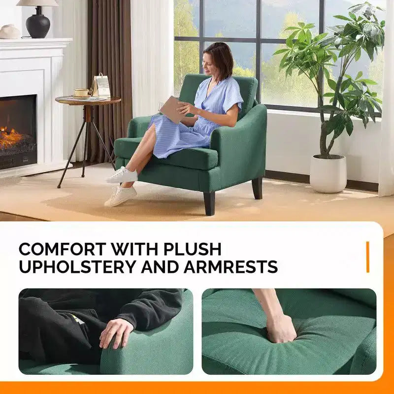 Fauteuil d'appoint Karl Home de 31 pouces en lin avec accoudoir incliné
