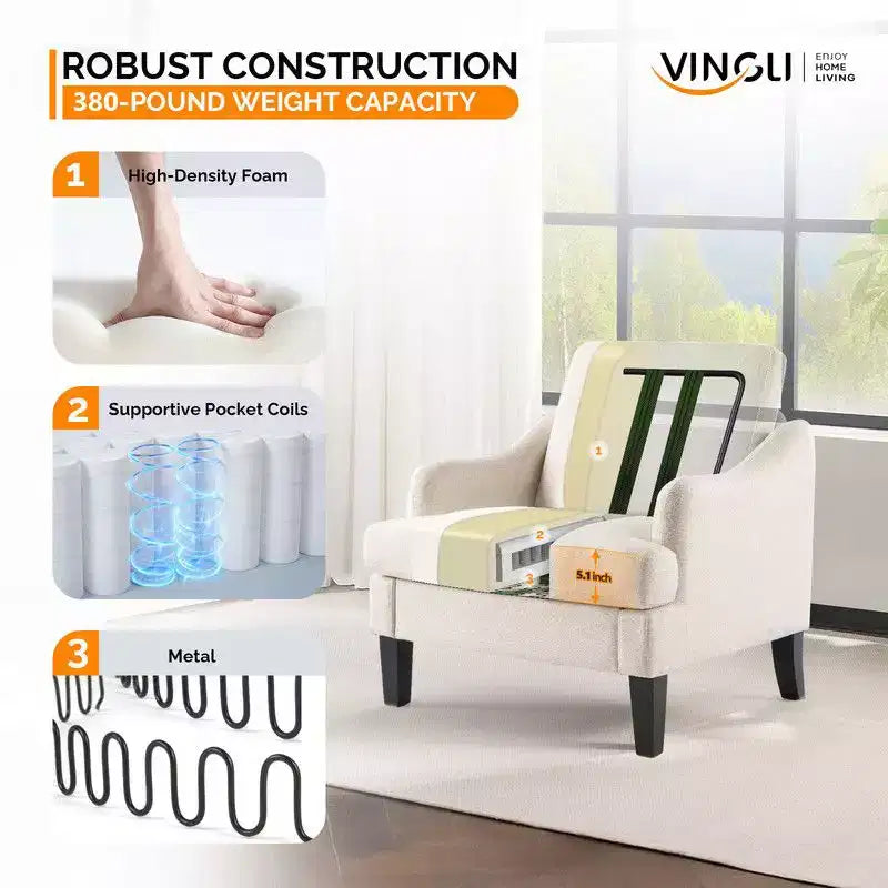 Fauteuil d'appoint Karl Home de 31 pouces en lin avec accoudoir incliné