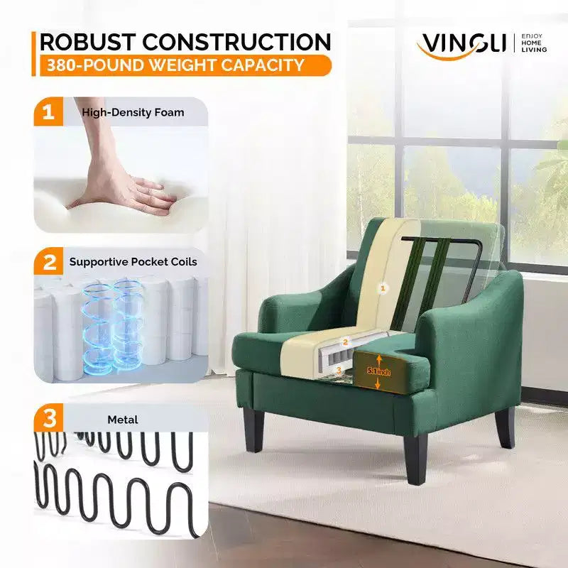 Fauteuil d'appoint Karl Home de 31 pouces en lin avec accoudoir incliné