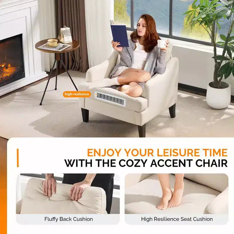 Fauteuil d'appoint Karl Home de 31 pouces en lin avec accoudoir incliné