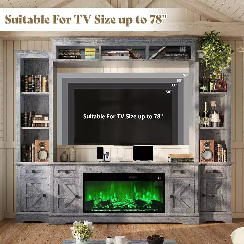 Meuble TV de ferme AMERLIFE avec cheminée